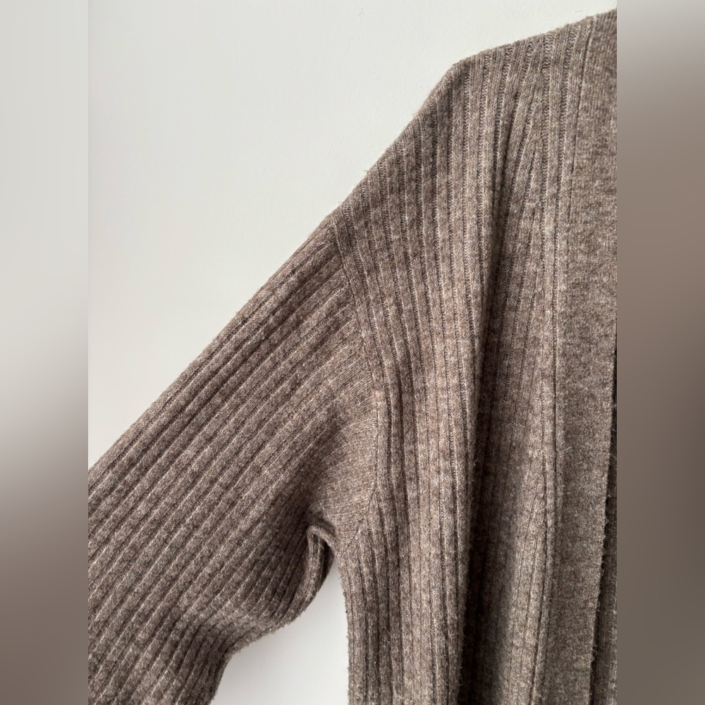 H&M Long Ribbed Duster Cardigan  Balloon Sleeve Cozy Layer L - Picture 5 of 10